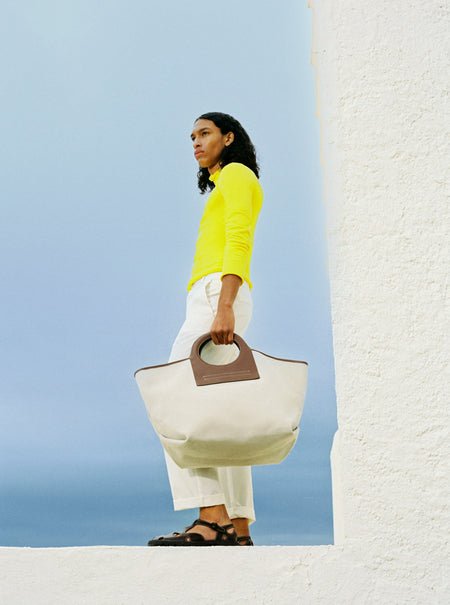 CALA L - Leather-trimmed Canvas Tote Bag