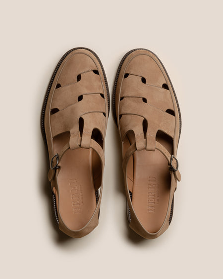 BESSO NUBUCK - Men's Woven T-bar Sandal