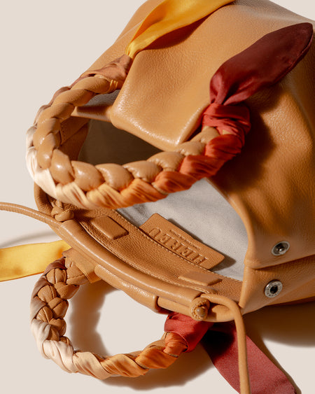 BOMBON FOULARD - Plaited-handle Leather Handbag