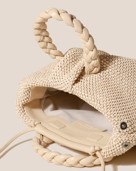 BOMBON M SOFT RAFFIA - Medium Plaited-handle Raffia Handbag