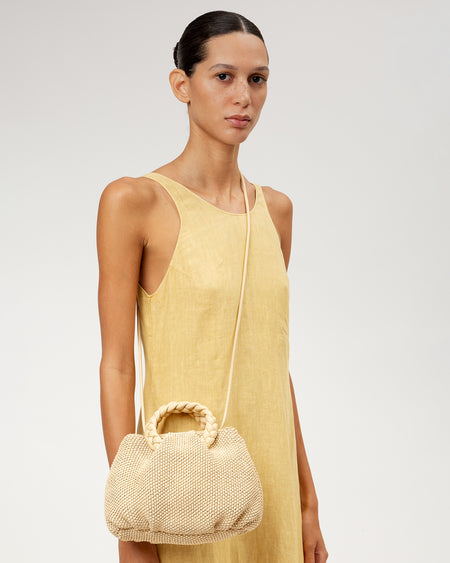 BOMBON M SOFT RAFFIA - Medium Plaited-handle Raffia Handbag