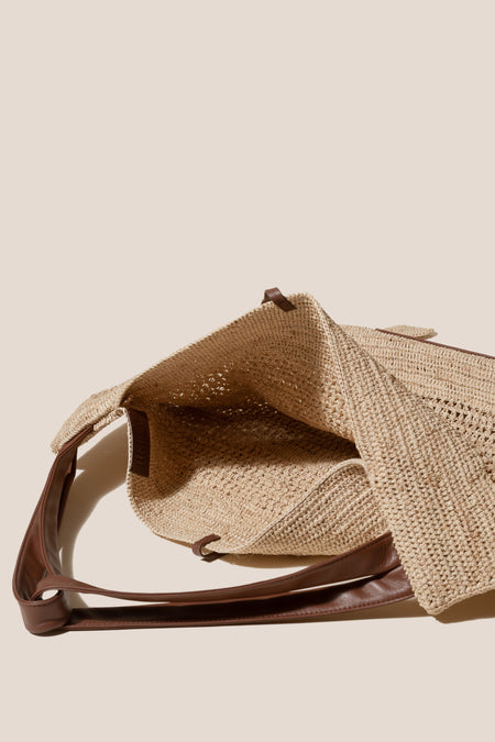 CADOR - Slouchy Crocheted Raffia Shoulder Bag