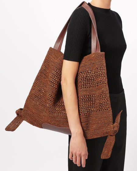 CADOR - Slouchy Crocheted Raffia Shoulder Bag