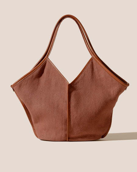CALELLA SOFT LINEN - Leather-trimmed Tote Bag