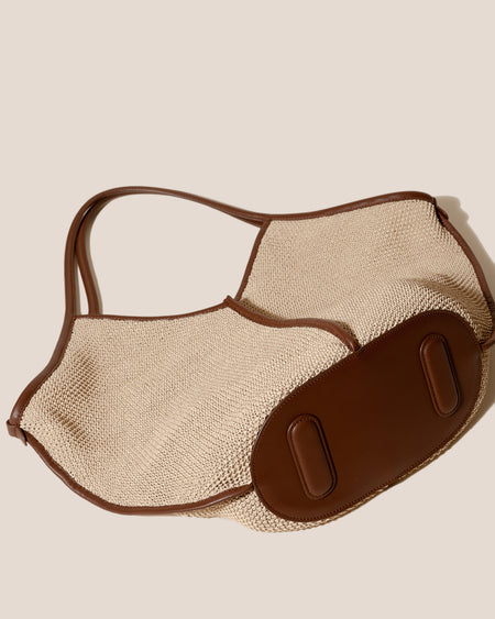 CALELLA SOFT RAFFIA - Leather-trimmed Tote Bag