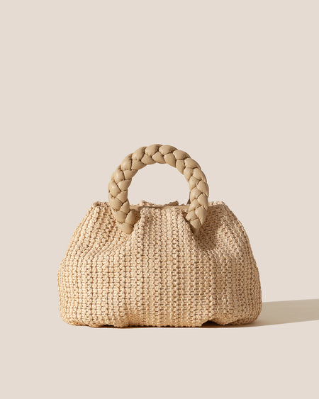 BOMBON M RAFFIA - Medium Plaited-handle Raffia Handbag