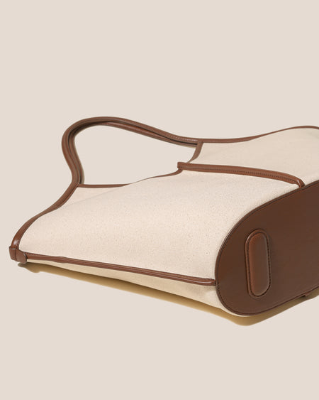 CALELLA - Leather-trimmed Organic Cotton Tote Bag