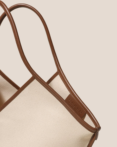 CALELLA - Leather-trimmed Organic Cotton Tote Bag