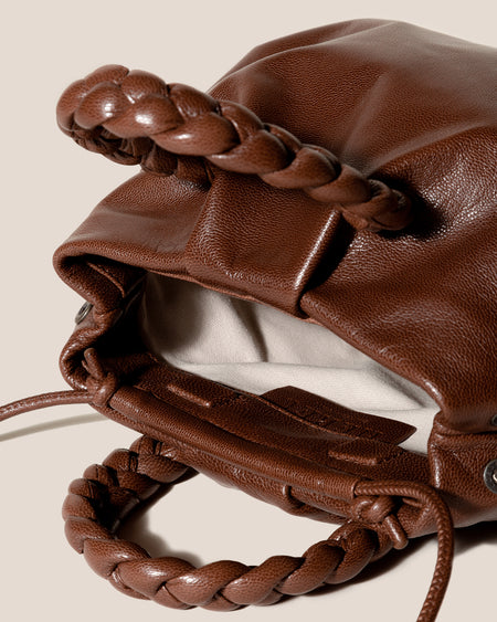 BOMBON M SUPPLE SHINY - Medium Plaited-handle Leather Handbag