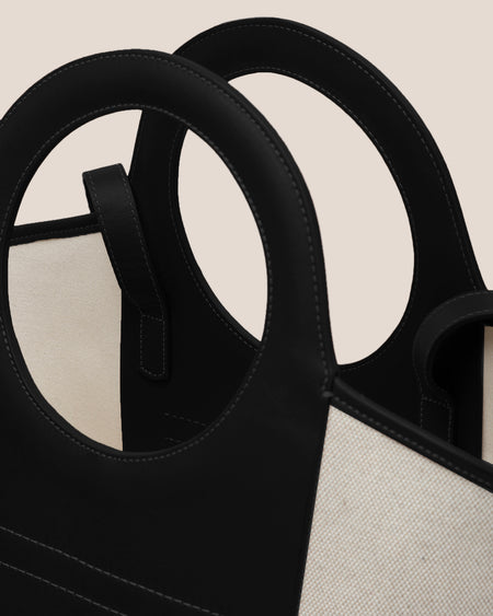 CALA S - Leather-trimmed Canvas Tote Bag