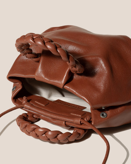 BOMBON M SUPPLE SHINY - Medium Plaited-handle Leather Handbag