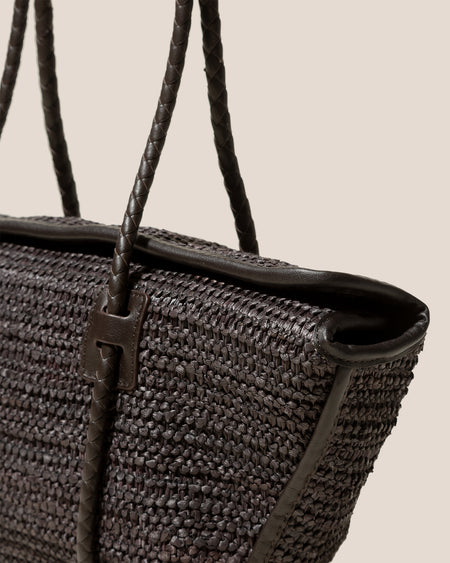 FORNA RAFFIA - Leather Framed Shoulder Bag