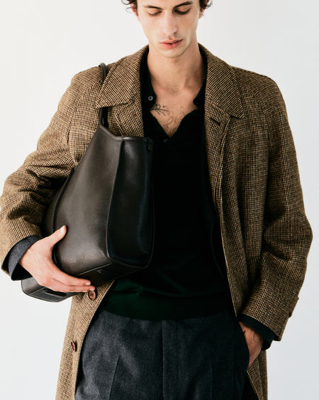 CALELLA SQUARED MEDIUM GRAINY - Leather-trimmed Tote Bag