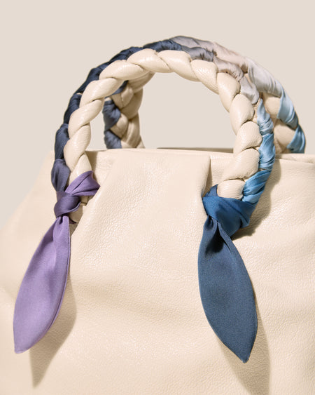 BOMBON M FOULARD - Medium Plaited-handle Leather Handbag