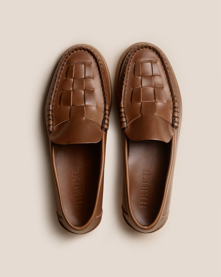 NOMBELA RUBBER VEG TAN - Men's Interwoven Detail Slip-on Loafer