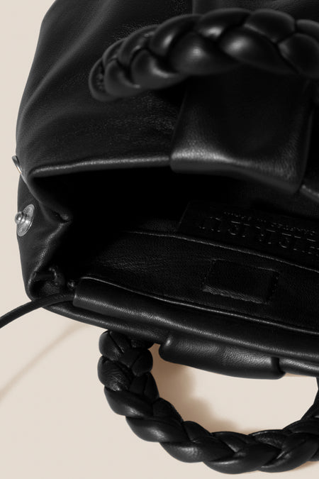 BOMBON M - Medium Plaited-handle Leather Handbag