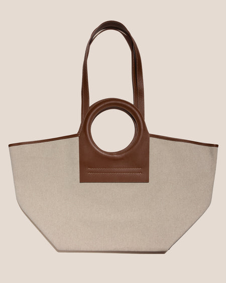CALA L - Leather-trimmed Canvas Tote Bag
