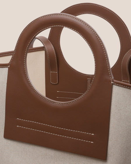 CALA L - Leather-trimmed Canvas Tote Bag