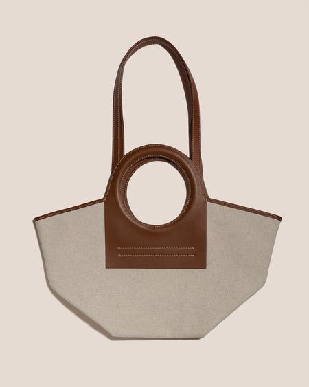 CALA S - Leather-trimmed Canvas Tote Bag